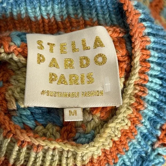 Stella Pardo Paris Kusi Fiorella Multicolor Hand Knit Alpaca Wool Jumper Sweater - Picture 6 of 8